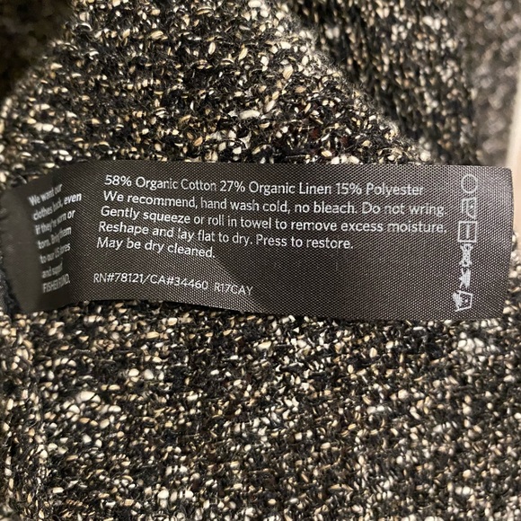 Eileen Fisher Open Front Cardigan Size PETITE Medium in Blackish Gray, White - Picture 9 of 9